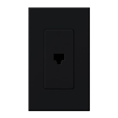 Lutron NT-PJ-BL Nova T, Single Telephone Jack, 6-Conductor, RJ11 in Black, Matte Finish
