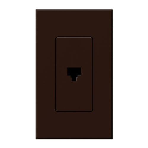 Lutron NT-PJ-BR Nova T, Single Telephone Jack, 6-Conductor, RJ11 in Brown, Matte Finish
