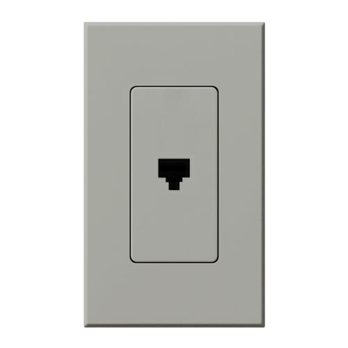 Lutron NT-PJ-GR Nova T, Single Telephone Jack, 6-Conductor, RJ11 in Gray, Matte Finish