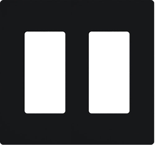 Lutron NT-R3R3-FB-BL Nova T Screwless 2 Gang Wallplate Decora Opening, Fins Broken, in Black, Matte Finish