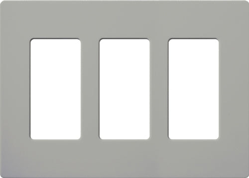 Lutron NT-R3R3R3-FB-GR Nova T Screwless 3 Gang Wallplate Decora Opening, Fins Broken, in Gray, Matte Finish
