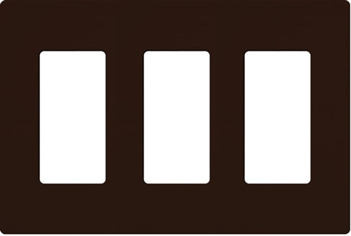 Lutron NT-R3R3R3-NFB-BR Nova T Screwless 3 Gang Wallplate Decora Opening, No Fins Broken, in Brown, Matte Finish