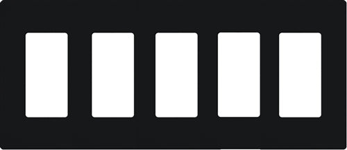 Lutron NT-R3R3R3R3R3-NFB-BL Nova T Screwless 5 Gang Wallplate Decora Opening, No Fins Broken, in Black, Matte Finish
