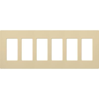 Lutron NT-R3R3R3R3R3R3-FB-IV Nova T Screwless 6 Gang Wallplate Decora Opening, Fins Broken, in Ivory, Matte Finish