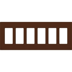 Lutron NT-R3R3R3R3R3R3-FB-SI Nova T Screwless 6 Gang Wallplate Decora Opening, Fins Broken, in Sienna, Matte Finish