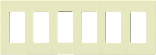 Lutron NT-R3R3R3R3R3R3-NFB-AL Nova T Screwless 6 Gang Wallplate Decora Opening, No Fins Broken, in Almond, Matte Finish