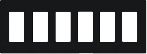 Lutron NT-R3R3R3R3R3R3-NFB-BL Nova T Screwless 6 Gang Wallplate Decora Opening, No Fins Broken, in Black, Matte Finish