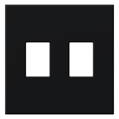 Lutron NT-SS-FB-BL Nova T Screwless 2 Gang Wallplate Decora Opening in Black, Matte Finish