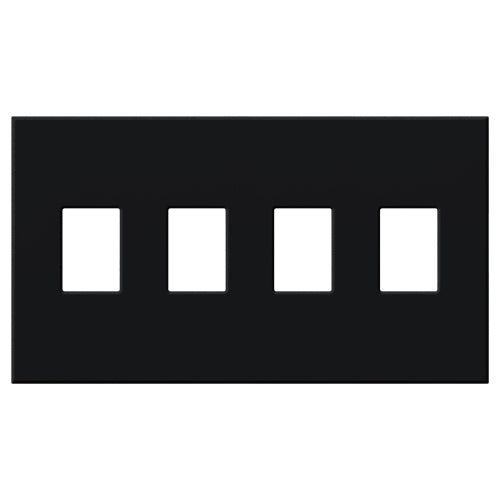 Lutron NT-SSSS-FB-BL Nova T Screwless 4 Gang Wallplate Decora Opening in Black, Matte Finish
