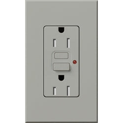 Lutron NTR-15-GFTR-GR Nova T Duplex Tamper Resistant GFCI Receptacles 15A 125V in Gray, Matte Finish (Replaced by NTR-15-GFST-GR)