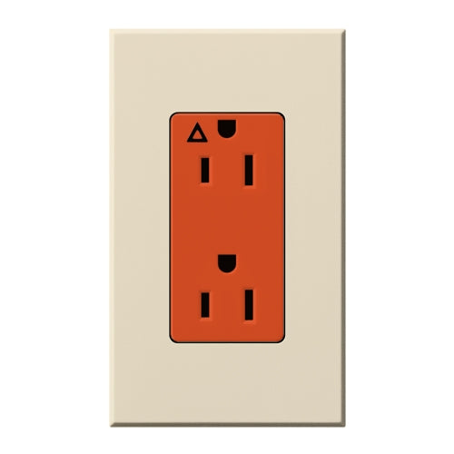 Lutron NTR-15-IG-OR-LA Nova T 15A, 125V, Isolated Ground Receptacle in Light Almond, Matte Finish