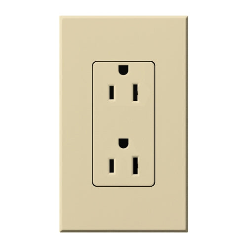 Lutron NTR-15-TR-IV Nova T Tamper Resistant Receptacles 15A 125V in Ivory, Matte Finish