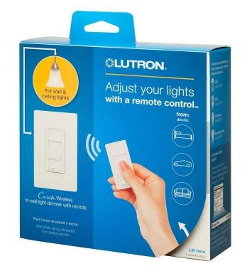 Lutron P-PKG1W-WH Caseta Wireless Starter Kit (Pico Controller + In-Wall Dimmer + Faceplate) in White