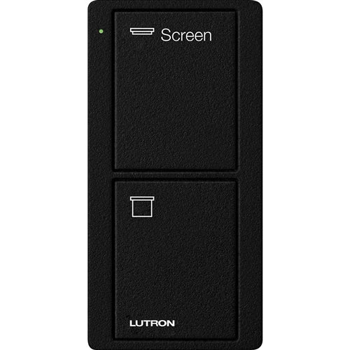 Lutron PJ2-2B-TMN-S08 Pico Wireless Control with indicator LED, 434 Mhz, 2-Button with Screen Icon Engraving in Black, Satin Color
