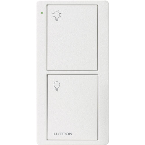 Lutron PJ2-2B-TSW-L01 Pico Wireless Control with indicator LED, 434 Mhz, 2-Button with Icon Engraving in White, Satin Color