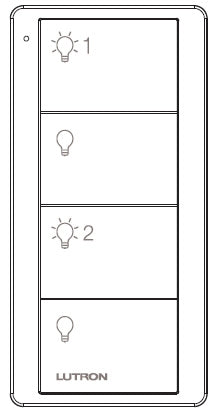 Lutron PJ2-4B-GLA-L21 Pico Wireless Control with indicator LED, RF signal, 4-Button 2-Group Control with Light Icon Engraving in Light Almond