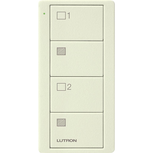 Lutron PJ2-4B-TBI-S21 Pico Wireless Control with indicator LED, RF signal, 4-Button 2-Group Control with Shade Icon Engraving in Biscuit, Satin Color