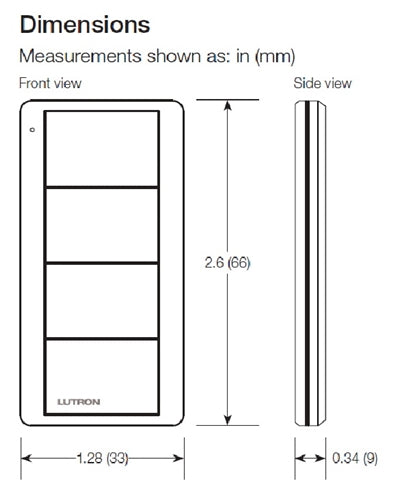 Lutron PJ2-4B-TMN-EL2 Pico 4-Button Wireless Remote, Scene Control for Light, with Custom Engraving, in Matte Black