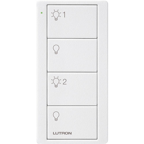 Lutron PJ2-4B-TSW-L21 Pico Wireless Control with indicator LED, RF signal, 4-Button 2-Group Control with Light Icon Engraving in White, Satin Color