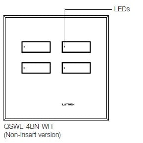 Lutron QSWE-4BN-SC seeTouch QS Wallstation 4-Button Wallstation for Grafik Eye QS System, Non Insert Style in Satin Chrome Unengraved
