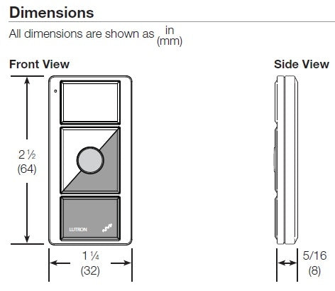 Lutron RRD-P3BRL-L-WH RadioRA 2 Pico Wireless Control, 3-Button Light Control with Raise/Lower in White