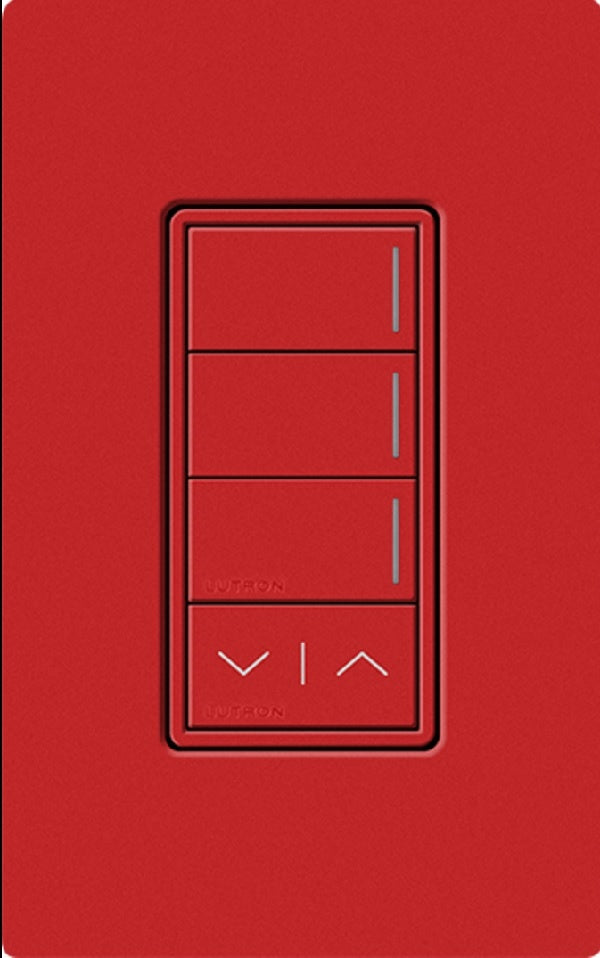 Lutron RRST-W3RL-SR RadioRA 3 Sunnata RF Keypad, 3-Button with Raise/Lower Keypad in Signal Red