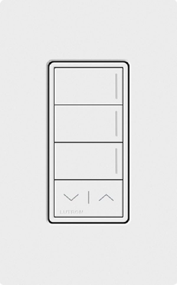 Lutron RRST-W3RL-SW RadioRA 3 Sunnata RF Keypad, 3-Button with Raise/Lower Keypad in Snow White