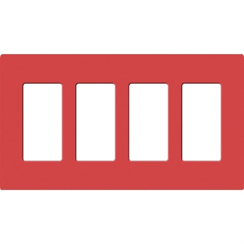 Lutron SC-4-SR Claro Satin Screwless Wallplate 4 Gang in Signal Red
