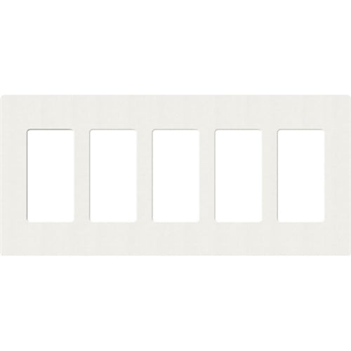 Lutron SC-5-GL Claro Satin Screwless Wallplate 5 Gang in Glacier White