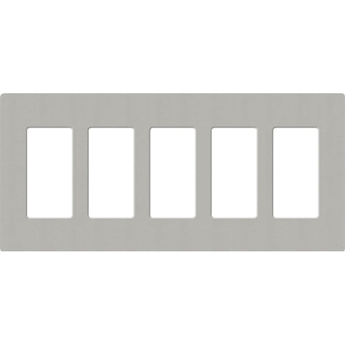 Lutron SC-5-PB Claro Satin Screwless Wallplate 5 Gang in Pebble