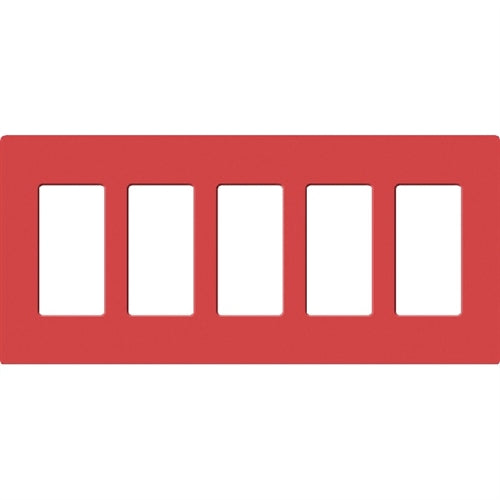 Lutron SC-5-SR Claro Satin Screwless Wallplate 5 Gang in Signal Red