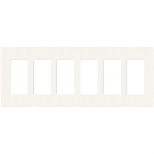 Lutron SC-6-BW Claro Satin Screwless Wallplate 5 Gang in Brilliant White