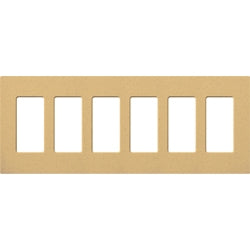 Lutron SC-6-GS Claro Satin Screwless Wallplate 6 Gang in Goldstone