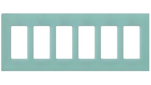 Lutron SC-6-SG Claro Satin Screwless Wallplate 6 Gang in Sea Glass