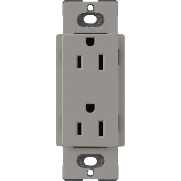 Lutron SCR-15-CS Claro Satin 15A Duplex Receptacle, Not Tamper Resistant in Cobblestone