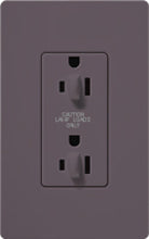 Lutron SCR-15-DDTR-PL Claro Satin Tamper Resistant 15A Duplex Receptacle for Dimming Use in Plum