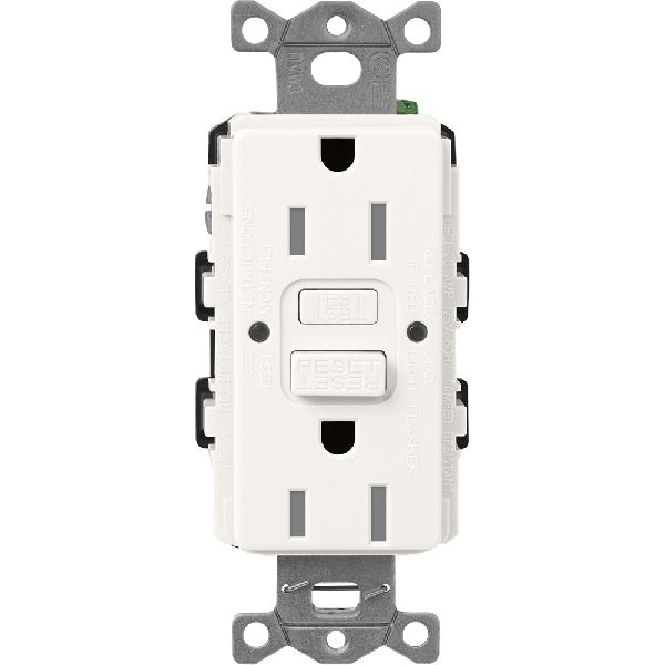 Lutron SCR-15-GFST-BW Claro Satin Self-Testing Tamper Resistant 15A GFCI Receptacle in Brilliant White