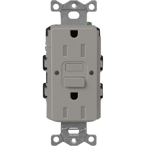 Lutron SCR-15-GFST-CS Claro Satin Self-Testing Tamper Resistant 15A GFCI Receptacle in Cobblestone