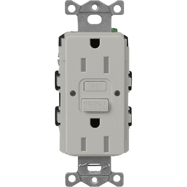 Lutron SCR-15-GFST-PB Claro Satin Self-Testing Tamper Resistant 15A GFCI Receptacle in Pebble