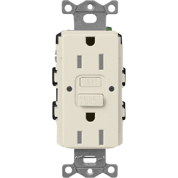 Lutron SCR-15-GFST-PM Claro Satin Self-Testing Tamper Resistant 15A GFCI Receptacle in Pumice