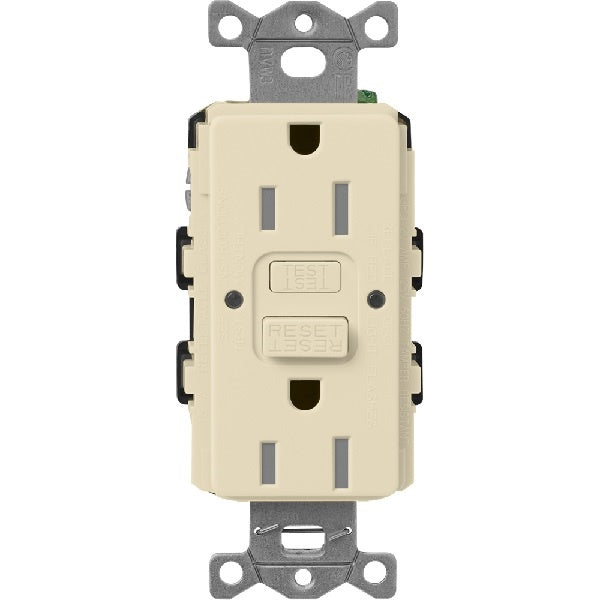 Lutron SCR-15-GFST-SD Claro Satin Self-Testing Tamper Resistant 15A GFCI Receptacle in Sand
