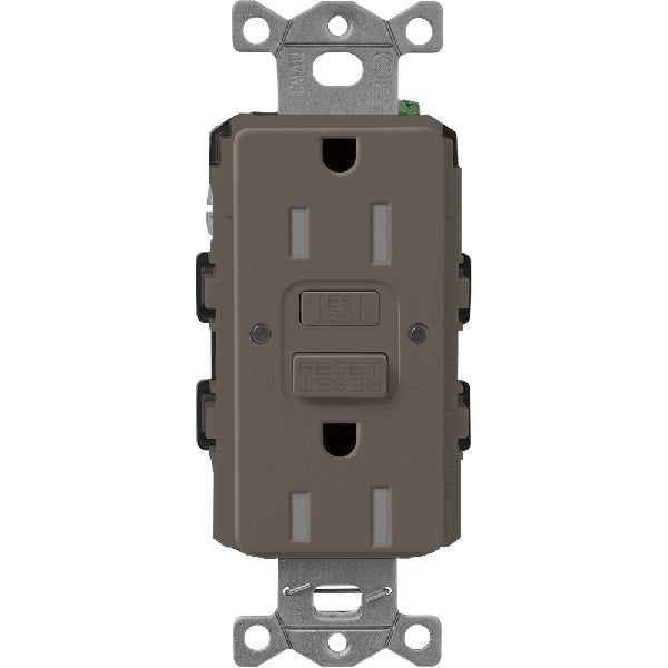 Lutron SCR-15-GFST-TF Claro Satin Self-Testing Tamper Resistant 15A GFCI Receptacle in Truffle