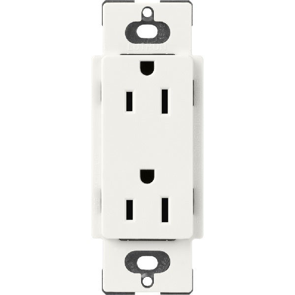 Lutron SCR-15-GL Claro Satin 15A Duplex Receptacle, Not Tamper Resistant in Glacier White