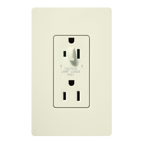 Lutron SCR-15-HDTR-BI Claro Satin Tamper Resistant 15A Split Duplex Receptacle Half for Dimming Use in Biscuit
