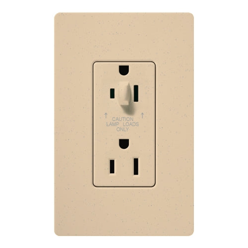 Lutron SCR-15-HDTR-DS Claro Satin Tamper Resistant 15A Split Duplex Receptacle Half for Dimming Use in Desert Stone