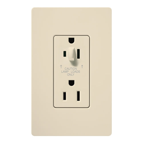 Lutron SCR-15-HDTR-ES Claro Satin Tamper Resistant 15A Split Duplex Receptacle Half for Dimming Use in Eggshell