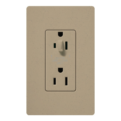 Lutron SCR-15-HDTR-MS Claro Satin Tamper Resistant 15A Split Duplex Receptacle Half for Dimming Use in Mocha Stone