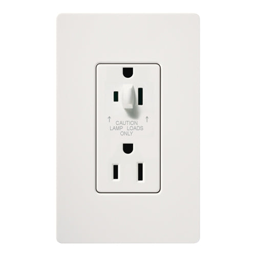 Lutron SCR-15-HDTR-SW Claro Satin Tamper Resistant 15A Split Duplex Receptacle Half for Dimming Use in Snow