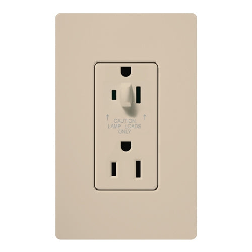 Lutron SCR-15-HDTR-TP Claro Satin Tamper Resistant 15A Split Duplex Receptacle Half for Dimming Use in Taupe