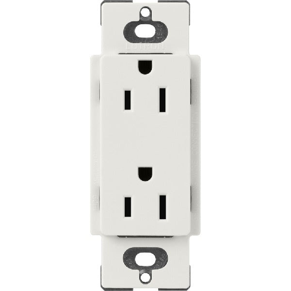 Lutron SCR-15-LG Claro Satin 15A Duplex Receptacle, Not Tamper Resistant in Lunar Gray